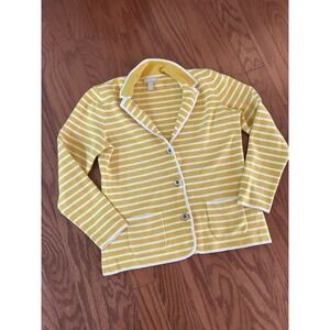 Banana Republic Blazer‎ Sz XL Yellow White Stripe Coastal Preppy Cottage